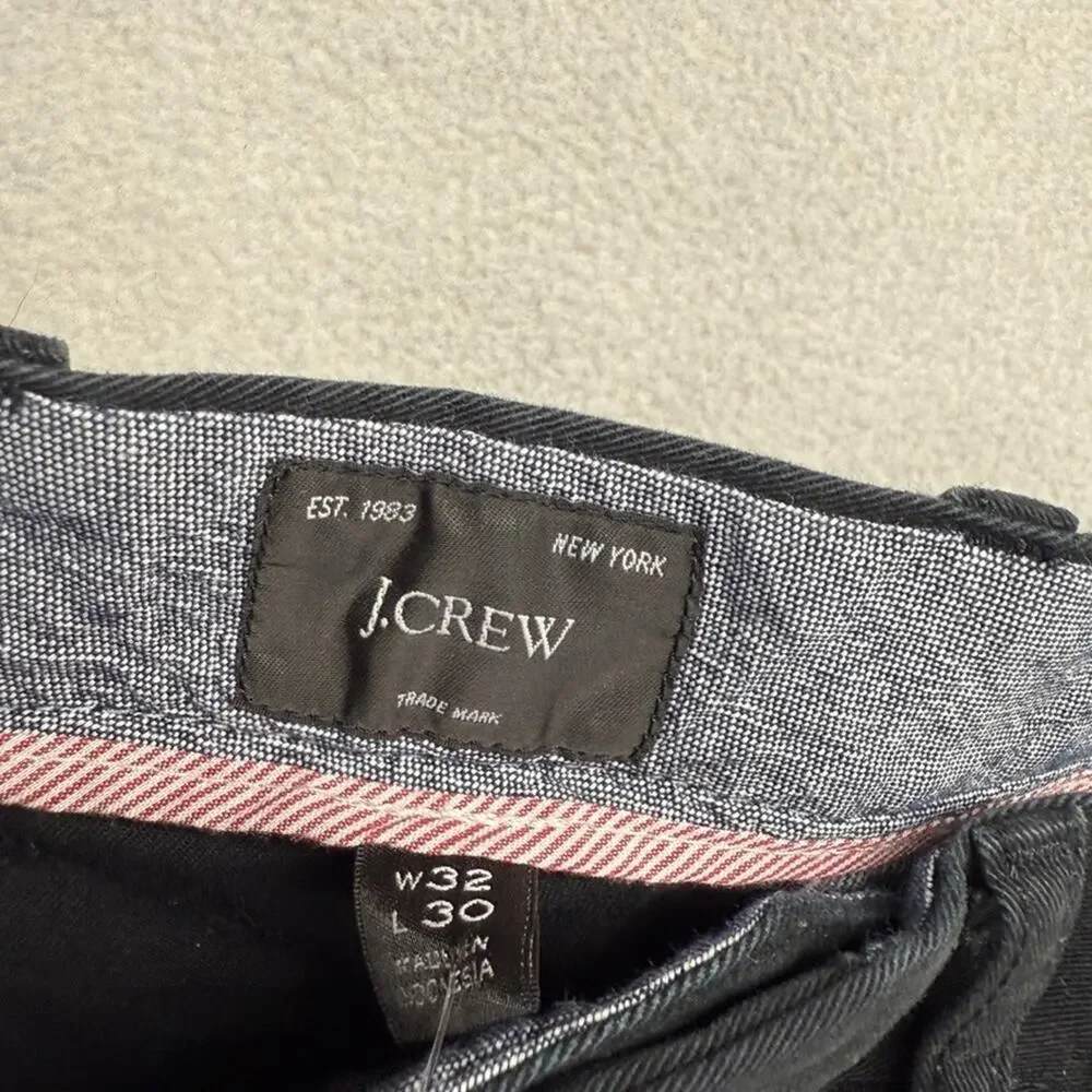 J Crew Pants men's 32x30 Black Chino Khaki Straight Preppy Boat Flat Front NEW